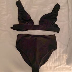 Londre Bodywear - New Classic bikini top sz L & high waist bottom size M - black